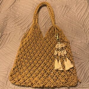 Boho Puka Shell Macrame Tote Beach Bag